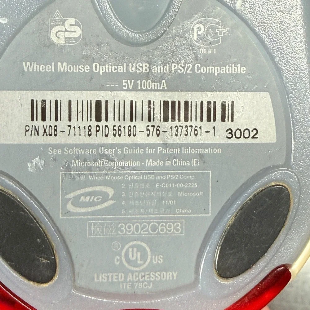 Microsoft Wheel Mouse Optical USB Wired Vintage X08-71118 Off-White Retro Tech